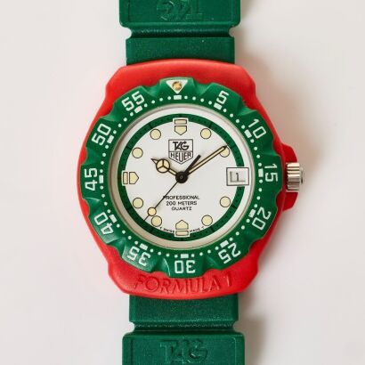 Fibreglass Resin TAG Heuer Formula 1 Series 1 Quartz Marlboro-McLaren Team Issued Wristwatch in Red / Green / White Colourway