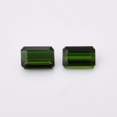A Pair of Loose Green Emerald Cut Tourmalines, 1.84cts Total