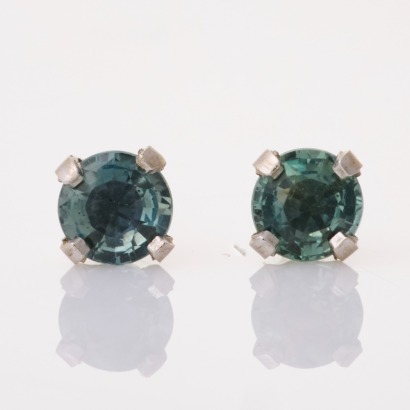 14ct White Gold, 3.70mm Sapphire Stud Earrings