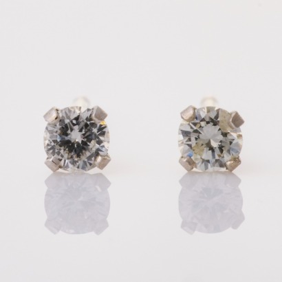 14ct White Gold, 2.8mm Diamond Stud Earrings