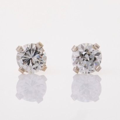 14ct White Gold, 3.7mm Diamond Stud Earrings