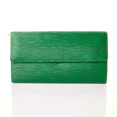 Louis Vuitton, Green Epi Leather Pochette Porte-Monnaie Cr&eacute;dit Wallet with Box