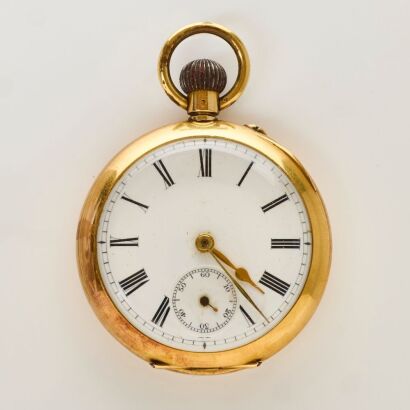 18ct Yellow Gold Swiss Made Open-faced Pocket Watch