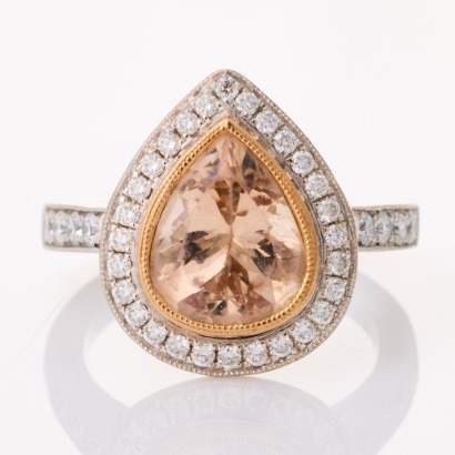18ct White / Rose Gold, 2.31ct Morganite / 0.47ct Diamond Ring