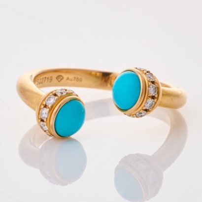 Piaget, Possession 18ct Rose Gold, 0.21ct Diamond / Turquoise Cabochon Open Ring