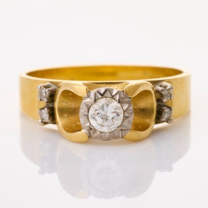 18ct Yellow Gold, Vintage, .22ct Diamond Ring