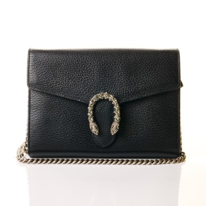 Gucci, Black Leather Dionysus Wallet on Chain