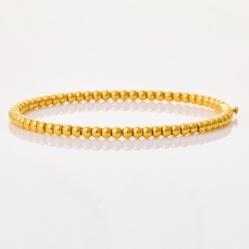 24ct Yellow Gold, Beaded Hinged Bangle with 18ct Yellow Gold Clasp