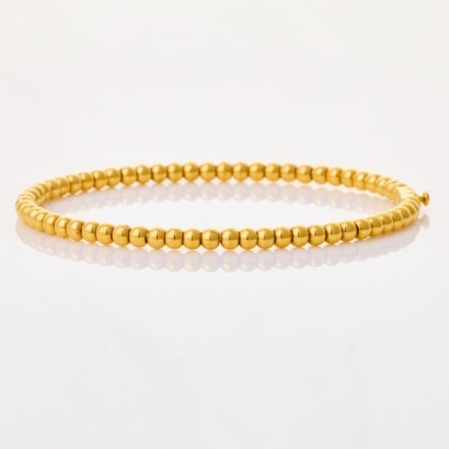 24ct Yellow Gold, Beaded Hinged Bangle with 18ct Yellow Gold Clasp