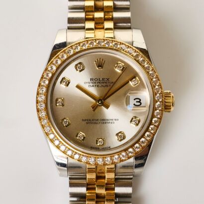 Stainless Steel / 18ct Yellow Gold, Diamond Set Rolex Datejust 31 Wristwatch