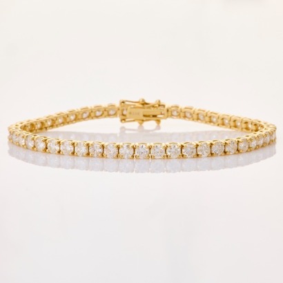 18ct Yellow Gold, 6.82ct Diamond Tennis Bracelet
