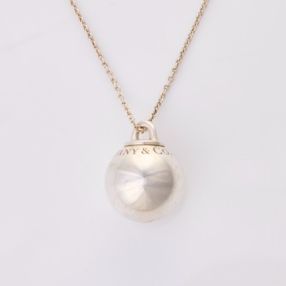 Tiffany & Co., Sterling Silver, Hardware Ball Pendant Necklace with Box