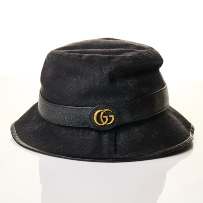 Gucci, Supreme GG Black Canvas Bucket Hat