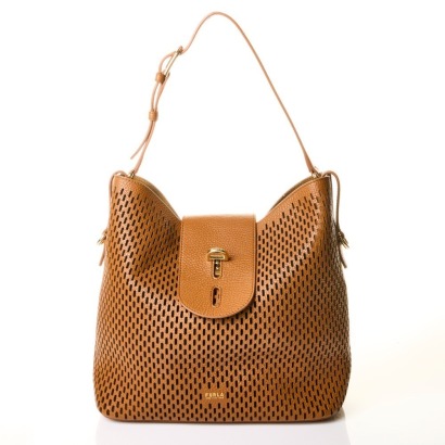 Furla, Brown Leather Mesh Shoulder Bag