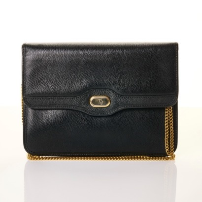 Christian Dior, Black Leather Chain Shoulder Bag with Box