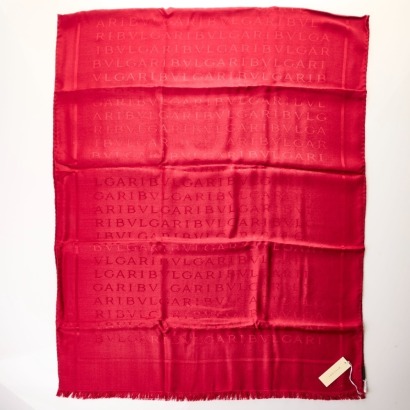 Bvlgari, 40% Wool 60% Silk Burgundy Stole with Box