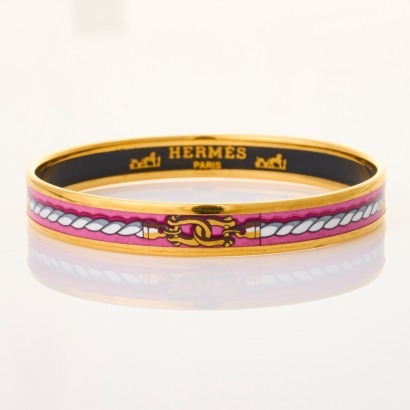 Herm&egrave;s, &lsquo;Rope&rsquo; Gold / Purple Enamel Bangle with Box