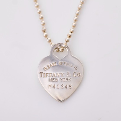 Tiffany & Co., Sterling Silver, &lsquo;Return to Tiffany&rsquo; Heart Ball Chain Pendant with Box