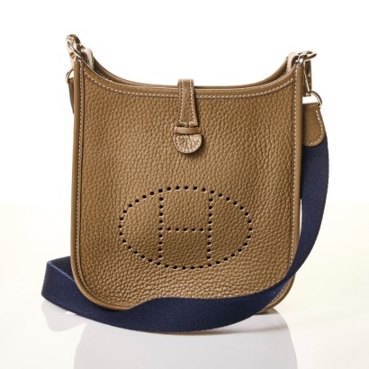 Herm&egrave;s, Etoupe / Bleu Amazone Evelyn, Stamped B, Size TPM