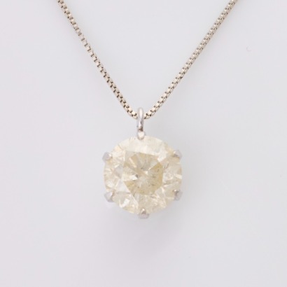 Platinum, 1.00ct Diamond Pendant on 42cm Box Chain