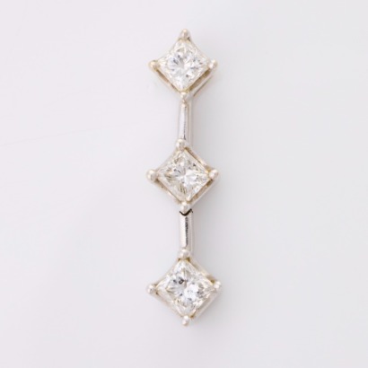 14ct White Gold, Modern, 0.74ct Diamond Three Stone Pendant
