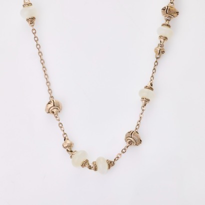 John Hardy, 88cm Sterling Silver, Moonstone 'Bamboo' Sautoir Necklace