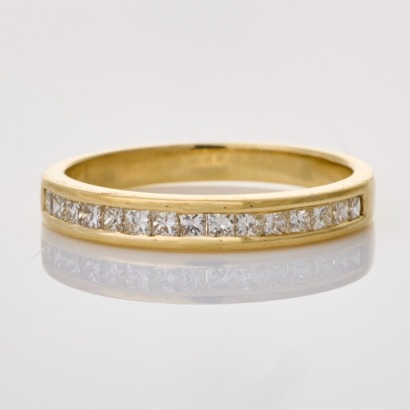 9ct Yellow Gold, 0.15ct Diamond Channel Set Ring