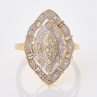 9ct Yellow Gold, 0.10ct Diamond Cluster Dress Ring