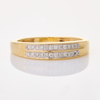 9ct Yellow Gold, 0.20ct Diamond Double Row Band