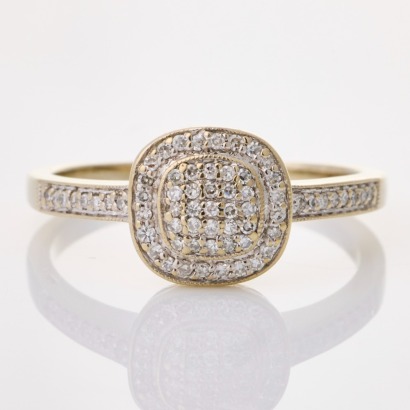 9ct White Gold, Modern, 0.35ct Diamond Cluster Dress Ring