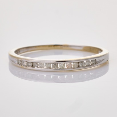 9ct White Gold, 0.065ct Diamond Band
