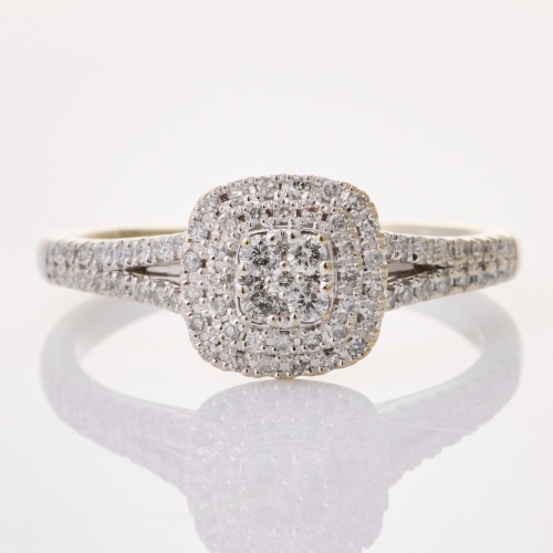 10ct White Gold, 0.30ct Diamond Cluster Ring