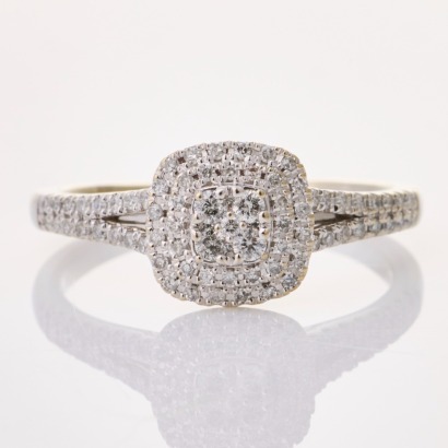 10ct White Gold, 0.30ct Diamond Cluster Ring
