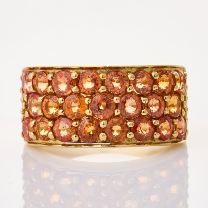 9ct Yellow Gold, Orange Sapphire Dress Ring