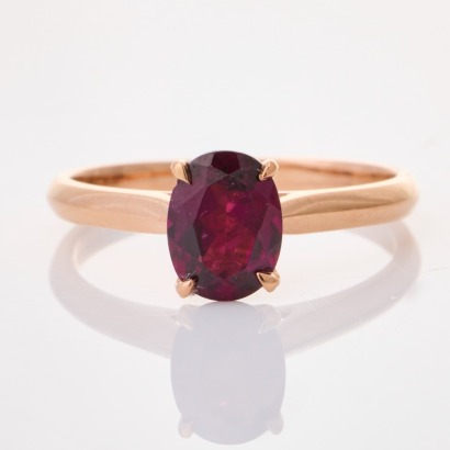 10ct Rose Gold, Modern, 1.14ct Rhodolite Garnet Dress Ring