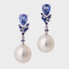 Autore, 18ct White Gold, 2.02ct Sapphire / South Sea Pearl Drop Earrings