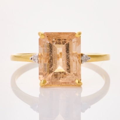 14ct Yellow Gold, 3.03ct Morganite / 0.06ct Diamond Ring