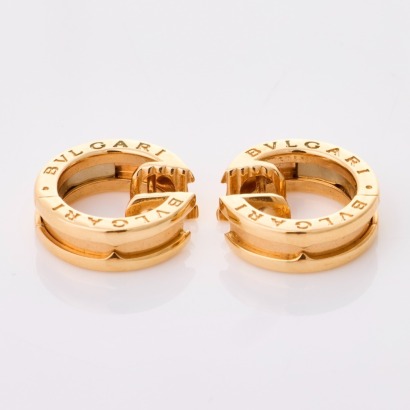 Bvlgari, 18ct Rose Gold Hoop Earrings with Box