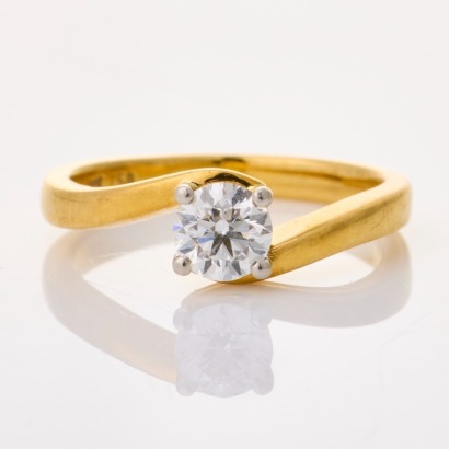 Diamonds on Richmond. 18ct Yellow Gold / Platinum, .50ct Diamond Solitaire Ring, GIA Certified