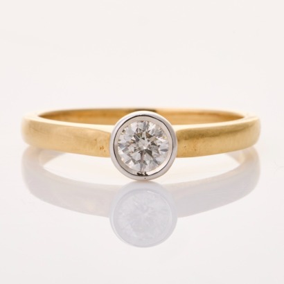 9ct Yellow / White Gold, 0.30ct Diamond Solitaire Ring