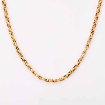 9ct Yellow / Rose Gold, 61cm Byzantine Link Neckchain
