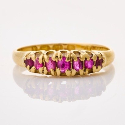 18ct Yellow Gold, Victorian, Semi-Round Ruby Ring