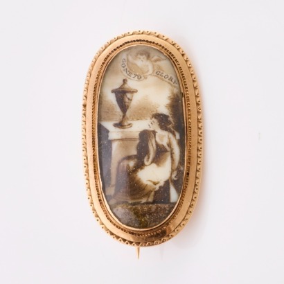 12ct Yellow Gold, Antique, Oval Mourning Brooch