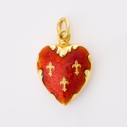 Faberge, Vintage, 18ct Yellow Gold, Guilloche Enamel, Heart Pendant, Limited Edition, Circa 1990's