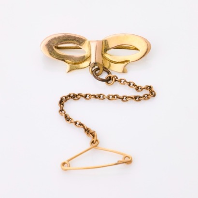 9ct Yellow Gold, Bow Brooch