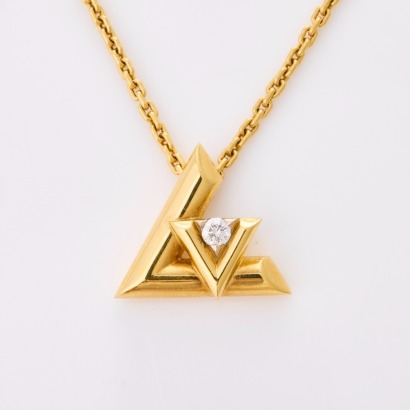 Louis Vuitton, 18ct Yellow Gold, Diamond LV Volt One Large Pendant