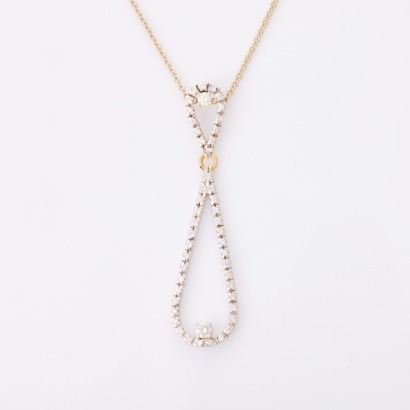 18ct White Gold, Diamond Infinity Pendant on 45cm Cable Link Chain
