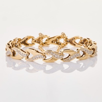 9ct Yellow Gold, 0.99ct Diamond Articulated Bracelet