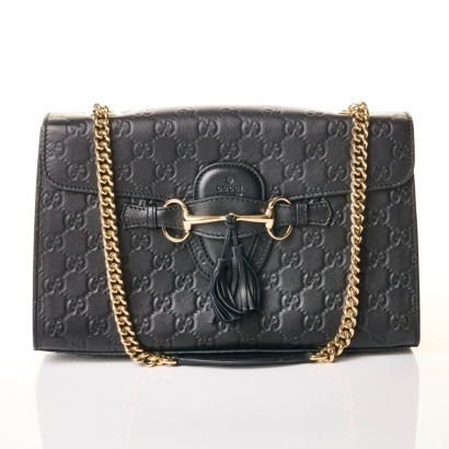 Gucci, Black Leather Guccissima Emily Shoulder Bag
