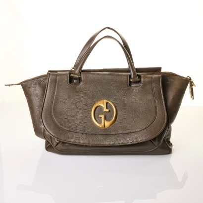 Gucci, Grey Leather 1973 Top Handle Bag